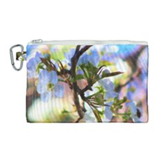 Springtime Pear Tree Blossoms Canvas Cosmetic Bag (large) by ExtraGoodSauce