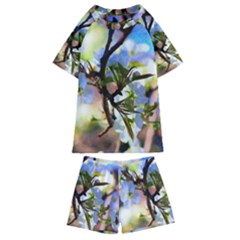 Springtime Pear Tree Blossoms Kids  Swim T-shirt And Shorts Set by ExtraAwesomeSauce