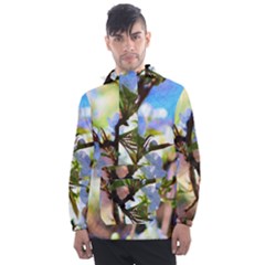 Springtime Pear Tree Blossoms Men s Front Pocket Pullover Windbreaker by ExtraGoodSauce