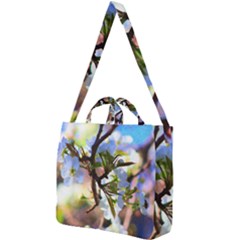 Springtime Pear Tree Blossoms Square Shoulder Tote Bag by ExtraGoodSauce