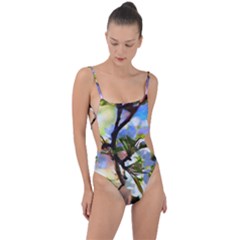 Springtime Pear Tree Blossoms Tie Strap One Piece Swimsuit by ExtraGoodSauce