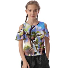 Springtime Pear Tree Blossoms Kids  Butterfly Cutout T-shirt by ExtraGoodSauce