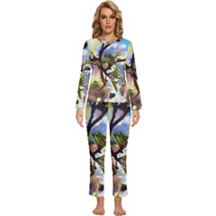 Springtime Pear Tree Blossoms Womens  Long Sleeve Lightweight Pajamas Set