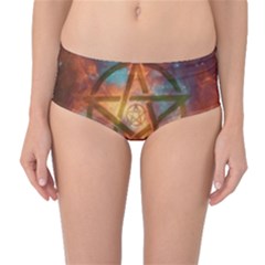 Enchanted Nebula Pentagram Art Mid-waist Bikini Bottoms by ExtraGoodSauce