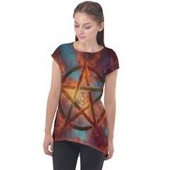 Enchanted Nebula Pentagram Art Cap Sleeve High Low Top by ExtraGoodSauce