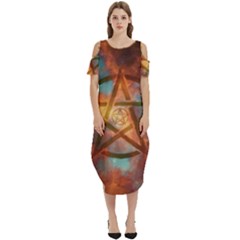 Enchanted Nebula Pentagram Art Cold Shoulder Loose Fit Dress With Pockets by ExtraGoodSauce