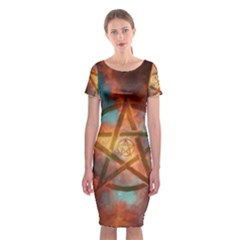 Enchanted Nebula Pentagram Art Classic Short Sleeve Midi Dress by ExtraGoodSauce