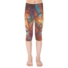 Enchanted Nebula Pentagram Art Kids  Capri Leggings  by ExtraGoodSauce