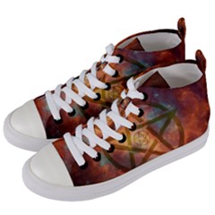 Enchanted Nebula Pentagram Art Women s Mid-top Canvas Sneakers by ExtraGoodSauce