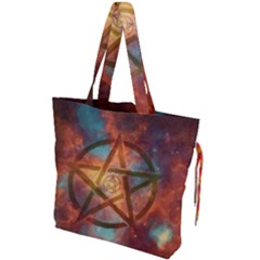 Enchanted Nebula Pentagram Art Drawstring Tote Bag by ExtraAwesomeSauce