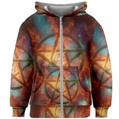 Enchanted Nebula Pentagram Art Kids  Zipper Hoodie Without Drawstring