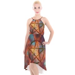 Enchanted Nebula Pentagram Art High-low Halter Chiffon Dress  by ExtraAwesomeSauce