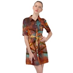 Enchanted Nebula Pentagram Art Belted Shirt Dress by ExtraGoodSauce