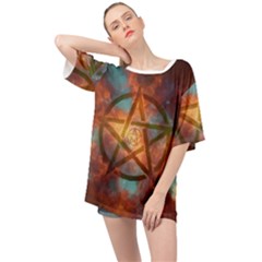 Enchanted Nebula Pentagram Art Oversized Chiffon Top by ExtraGoodSauce