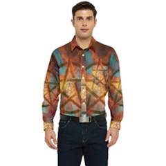 Enchanted Nebula Pentagram Art Men s Long Sleeve Pocket Shirt  by ExtraGoodSauce