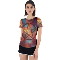 Enchanted Nebula Pentagram Art Back Cut Out Sport T-shirt by ExtraGoodSauce