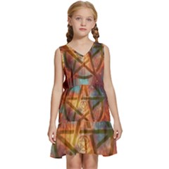 Enchanted Nebula Pentagram Art Kids  Sleeveless Tiered Mini Dress by ExtraGoodSauce