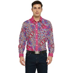 Red And Blue Chic Ornate Full Print Men s Long Sleeve Pocket Shirt  by dflcprintsclothing