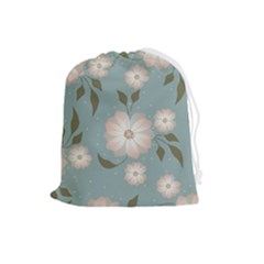 Flora Floral Flower Flowers Pattern Drawstring Pouch (large) by Apenda