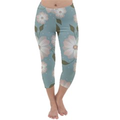 Flora Floral Flower Flowers Pattern Capri Winter Leggings 