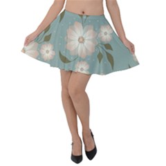 Flora Floral Flower Flowers Pattern Velvet Skater Skirt