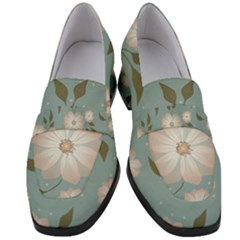 Flora Floral Flower Flowers Pattern Women s Chunky Heel Loafers by Apenda