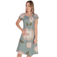 Flora Floral Flower Flowers Pattern Classic Short Sleeve Dress by Apenda