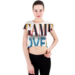 Game Over Text Design  Crew Neck Crop Top