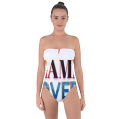 Game Over Text Design  Tie Back One Piece Swimsuit by 7223056