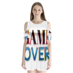 Game Over Text Design  Shoulder Cutout Velvet One Piece