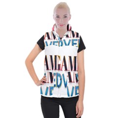 Game Over Text Design  Women s Button Up Vest