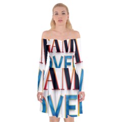 Game Over Text Design  Off Shoulder Skater Dress