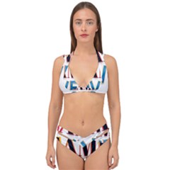 Game Over Text Design  Double Strap Halter Bikini Set