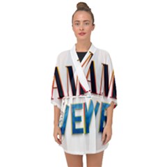 Game Over Text Design  Half Sleeve Chiffon Kimono