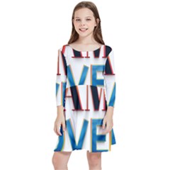 Game Over Text Design  Kids  Quarter Sleeve Skater Dress by 7223056