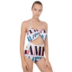 Game Over Text Design  Scallop Top Cut Out Swimsuit by 7223056