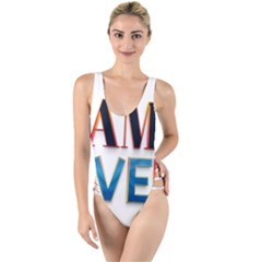 Game Over Text Design  High Leg Strappy Swimsuit