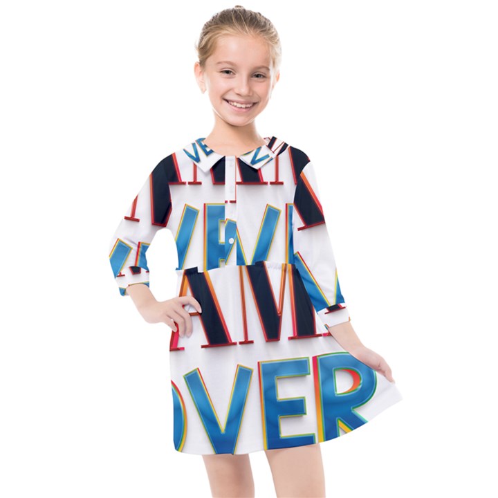 Game Over Text Design  Kids  Quarter Sleeve Shirt Dress