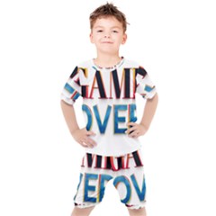 Game Over Text Design  Kids  T-shirt And Shorts Set