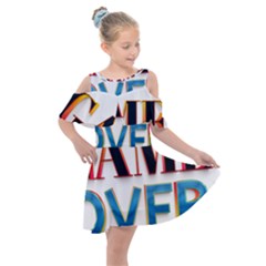 Game Over Text Design  Kids  Shoulder Cutout Chiffon Dress by 7223056