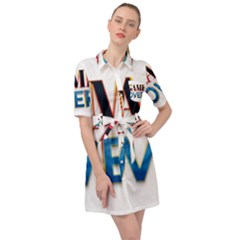 Game Over Text Design  Belted Shirt Dress by 7223056