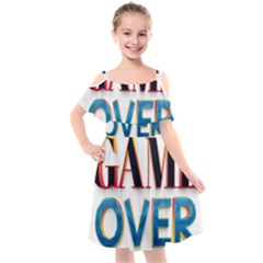 Game Over Text Design  Kids  Cut Out Shoulders Chiffon Dress by 7223056