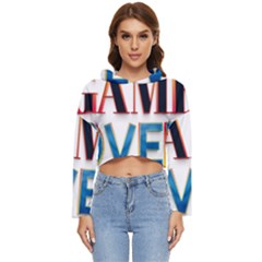 Game Over Text Design  Women s Lightweight Cropped Hoodie by 7223056