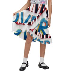 Game Over Text Design  Kids  Ruffle Flared Wrap Midi Skirt by 7223056