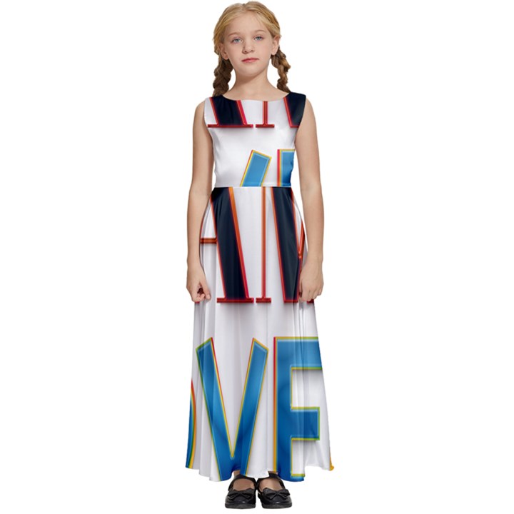 Game Over Text Design  Kids  Satin Sleeveless Maxi Dress