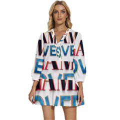 Game Over Text Design  V-neck Placket Mini Dress by 7223056