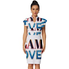 Game Over Text Design  Vintage Frill Sleeve V-neck Bodycon Dress by 7223056