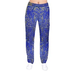 Shine Blue Xmas Print Womens Velvet Drawstring Pants