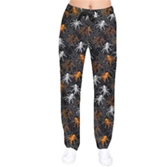 Spiders Orange & Black Spider Webs Women Velvet Drawstring Pants