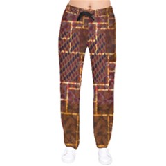 Shine Dark Brown Hand Drawn Autumn Leaves Women Velvet Drawstring Pants by CoolDesigns